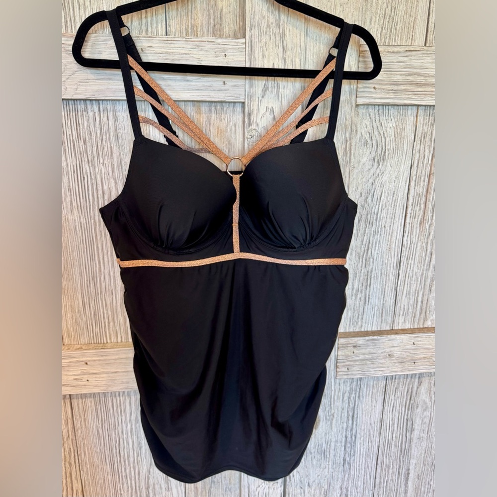 Cacique Black and Tan Bikini Top